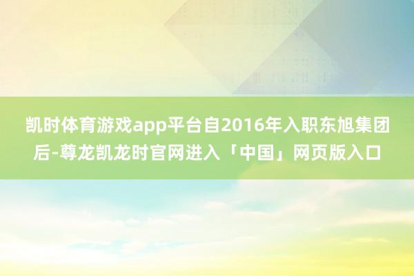 凯时体育游戏app平台自2016年入职东旭集团后-尊龙凯龙时官网进入「中国」网页版入口
