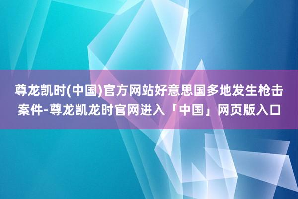 尊龙凯时(中国)官方网站好意思国多地发生枪击案件-尊龙凯龙时官网进入「中国」网页版入口