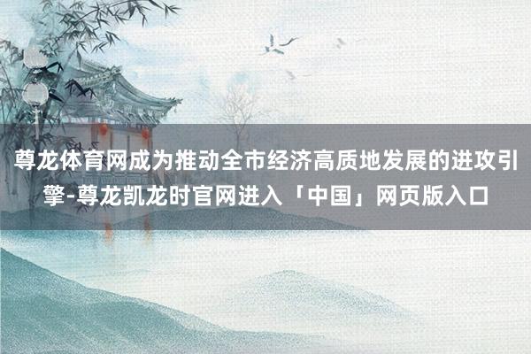 尊龙体育网成为推动全市经济高质地发展的进攻引擎-尊龙凯龙时官网进入「中国」网页版入口