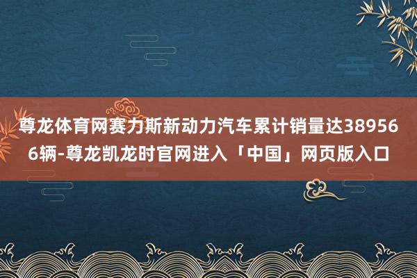 尊龙体育网赛力斯新动力汽车累计销量达389566辆-尊龙凯龙时官网进入「中国」网页版入口