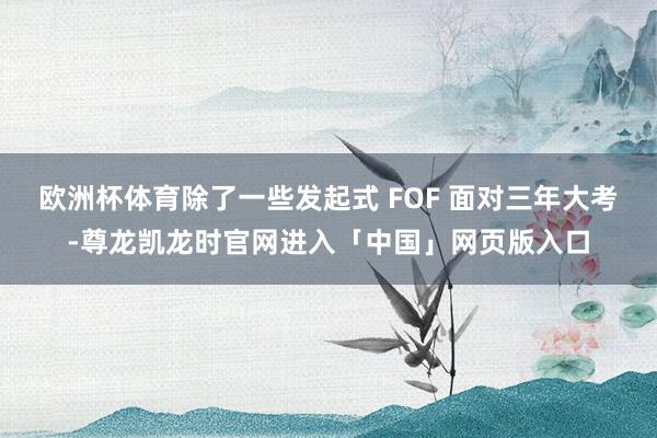欧洲杯体育除了一些发起式 FOF 面对三年大考-尊龙凯龙时官网进入「中国」网页版入口