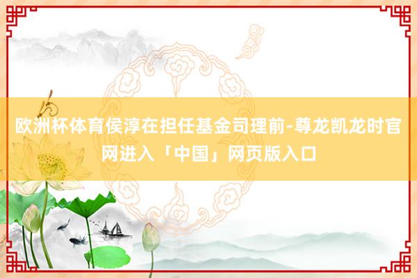 欧洲杯体育侯淳在担任基金司理前-尊龙凯龙时官网进入「中国」网页版入口